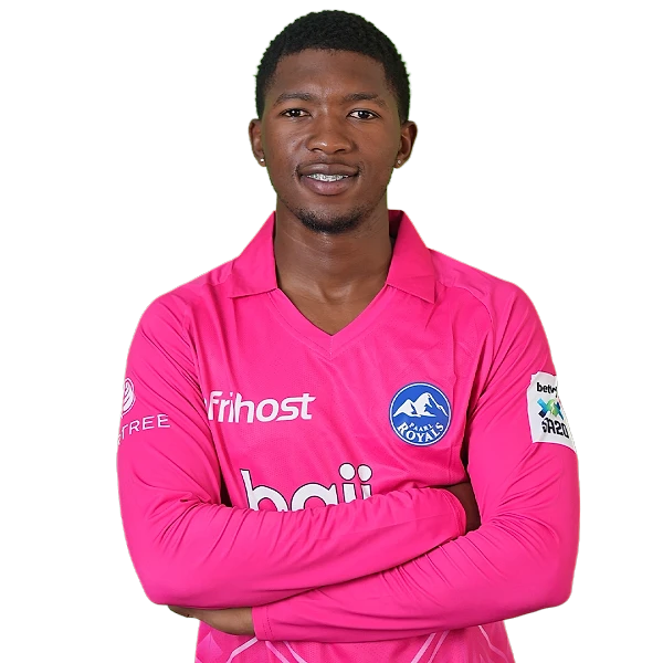 Nqaba Peter portrait in Official Paarl Royals Season 4 squad shirt