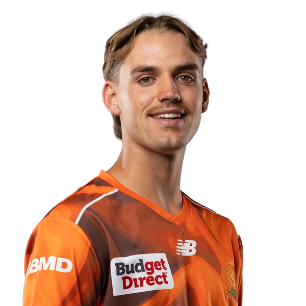 Mahli Beardman portrait in Official Perth Scorchers BBL squad shirt