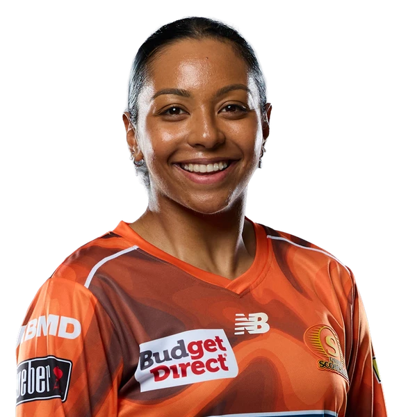 Alana King portrait in Official Perth Scorchers WBBL squad shirt