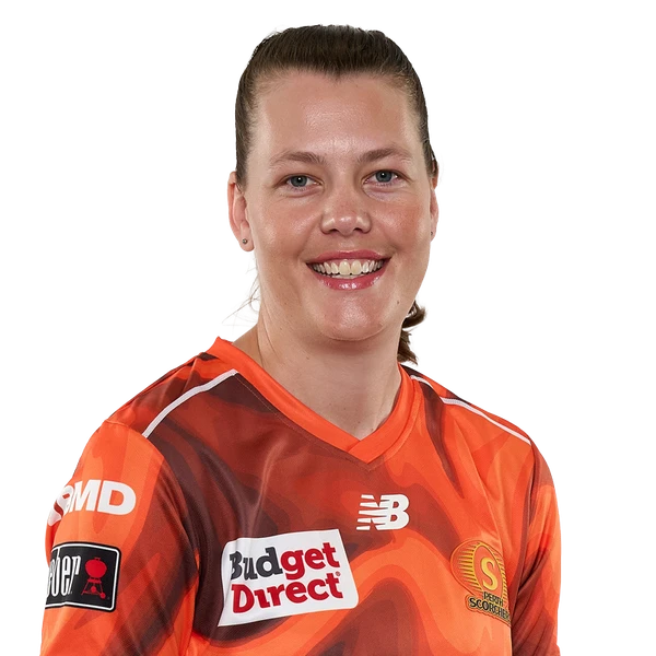 Amy Edgar portrait in Official Perth Scorchers WBBL squad shirt