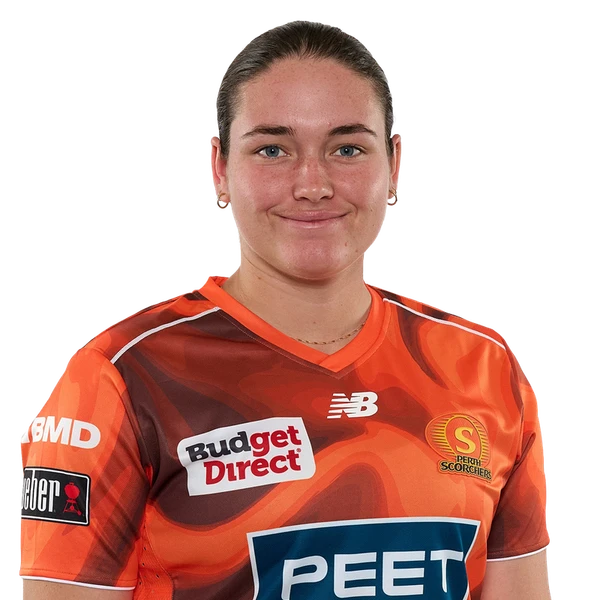 Chloe Ainsworth portrait in Official Perth Scorchers WBBL squad shirt