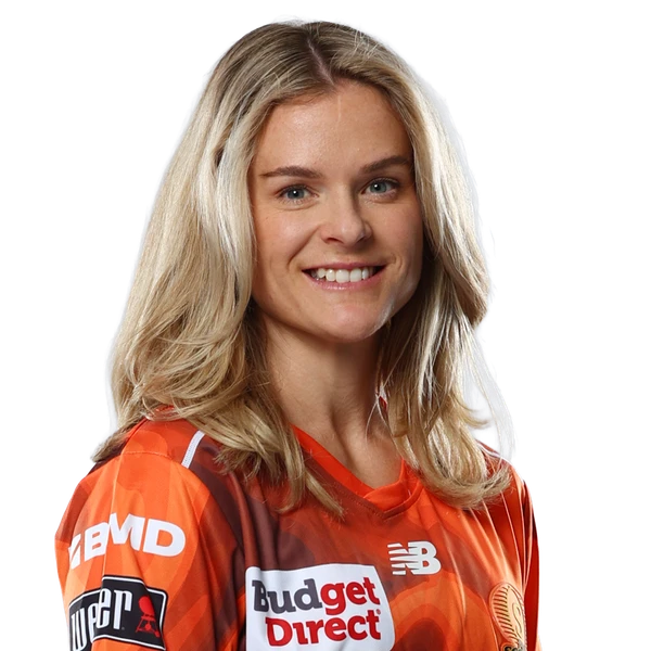Katie Mack portrait in Official Perth Scorchers WBBL squad shirt