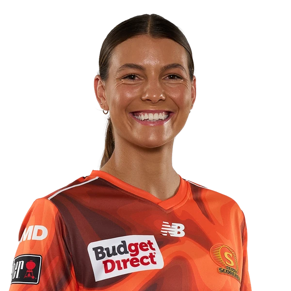 Ruby Strange portrait in Official Perth Scorchers WBBL squad shirt