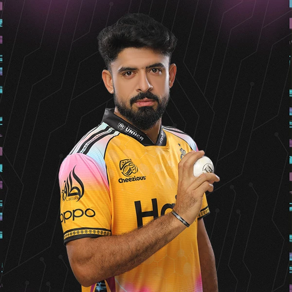 Aamir Jamal portrait in Official Peshawar Zalmi PSL 11 squad shirt