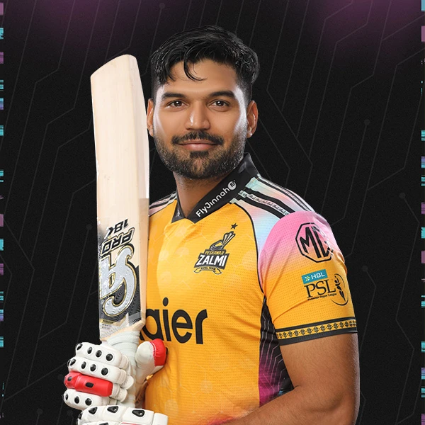 Abdul Samad portrait in Official Peshawar Zalmi PSL 11 squad shirt