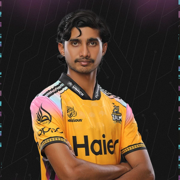 Ali Raza portrait in Official Peshawar Zalmi PSL 11 squad shirt