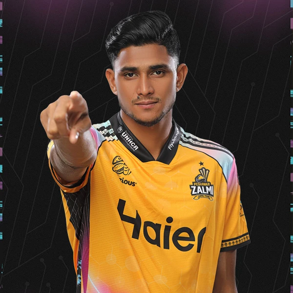Nahid Rana portrait in Official Peshawar Zalmi PSL 11 squad shirt