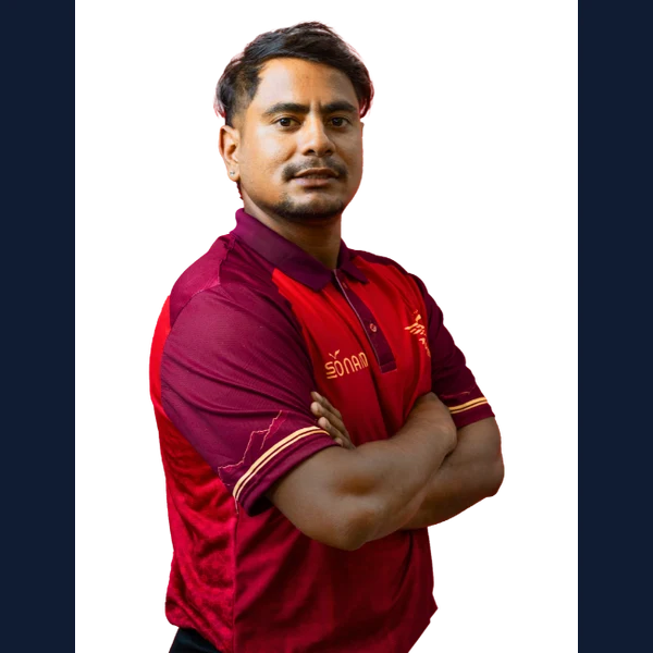 Bipin Khatri portrait in Official Pokhara Avengers squad shirt