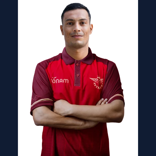 Kiran Thagunna portrait in Official Pokhara Avengers squad shirt