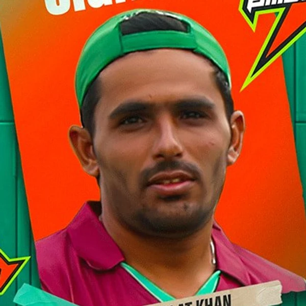 Jalat Khan portrait in Professional cricket playing shirt