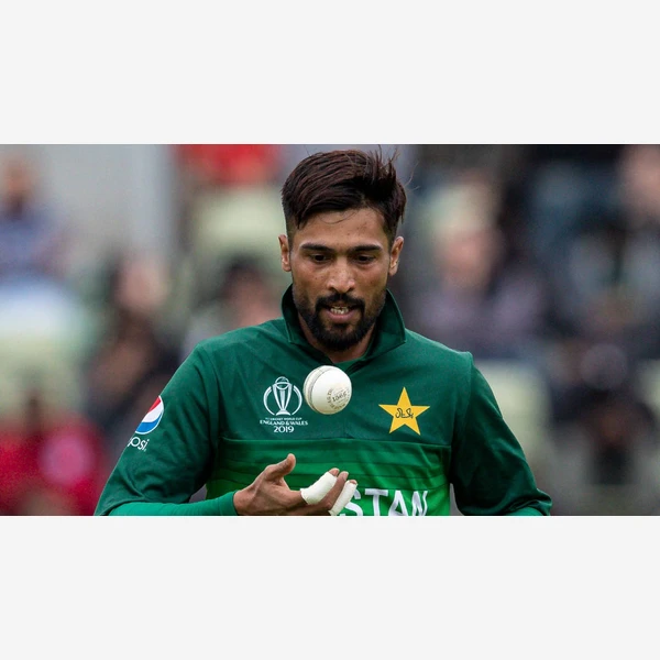 Mohammad Amir portrait in Verified professional cricket playing shirt