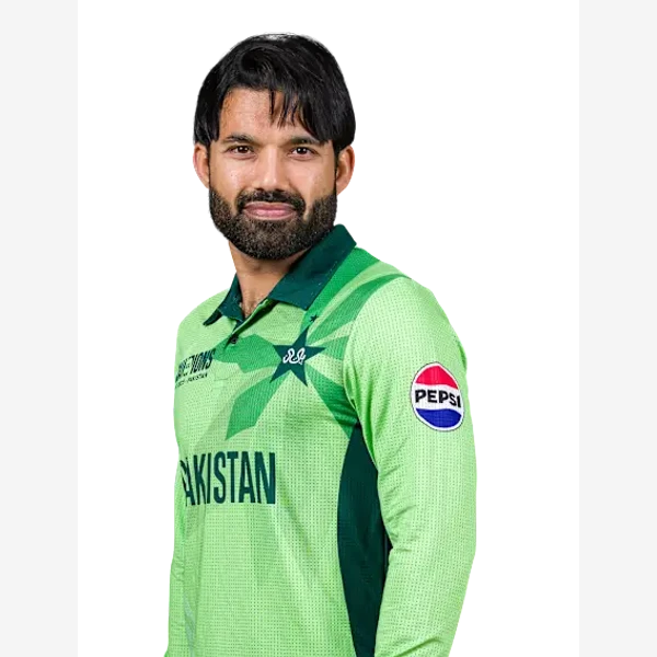 Mohammad Rizwan portrait in Official Pakistan playing shirt