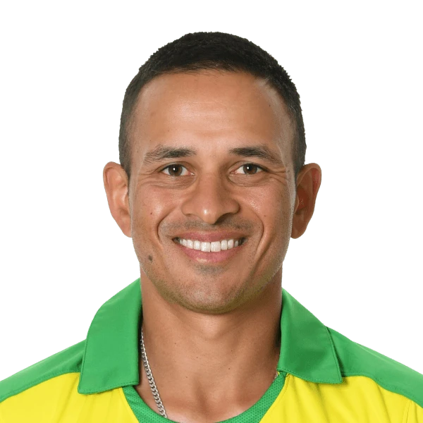 Usman Khawaja portrait in Official Australia playing shirt