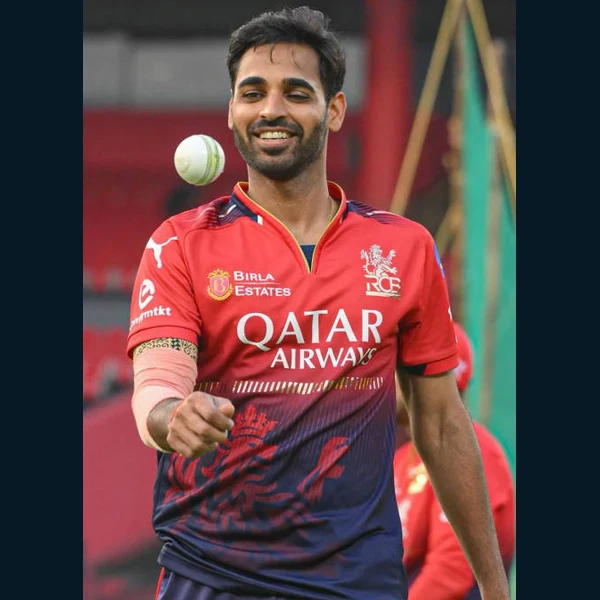 Bhuvneshwar Kumar portrait in Verified professional cricket playing shirt
