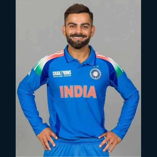 Virat Kohli portrait in Verified professional cricket playing shirt