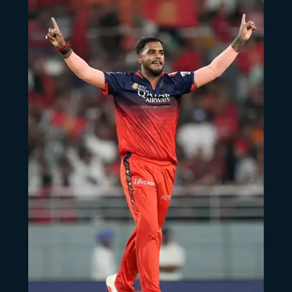 Yash Dayal portrait in Verified professional cricket playing shirt