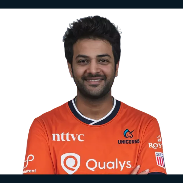 Akarshit Gomel portrait in Official San Francisco Unicorns squad shirt