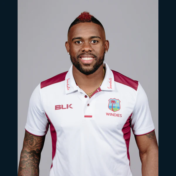 Fabian Allen portrait in Official West Indies playing shirt