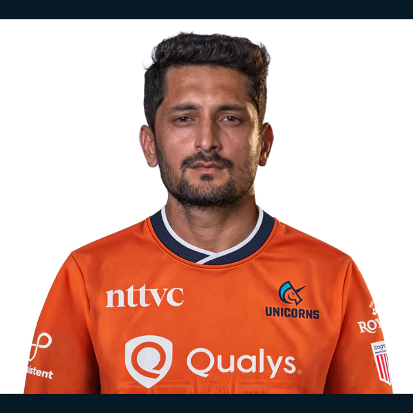 Ghulam Mudassar portrait in Official San Francisco Unicorns squad shirt