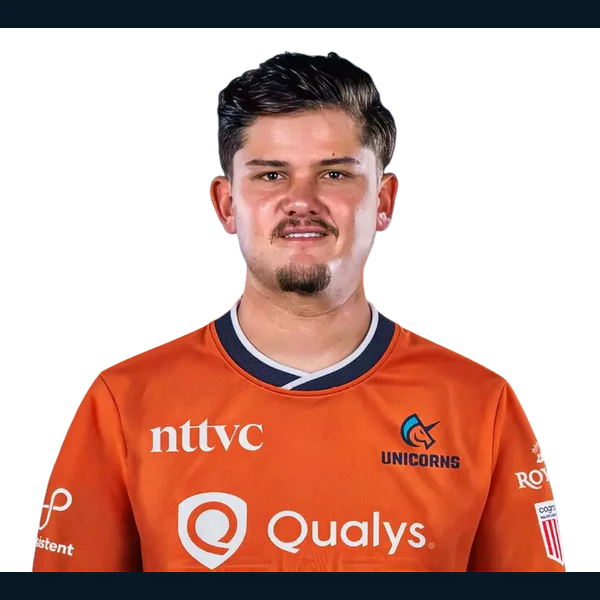 Lhuan-dre Pretorius portrait in Official San Francisco Unicorns squad shirt