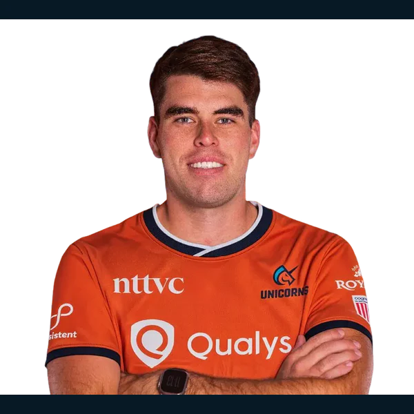 Xavier Bartlett portrait in Official San Francisco Unicorns squad shirt