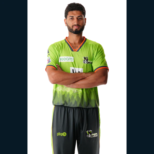 Ali Sheikh portrait in Official Seattle Orcas 2026 squad shirt