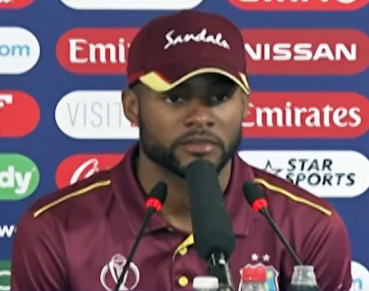 Shai Hope speaking at a West Indies cricket press conference