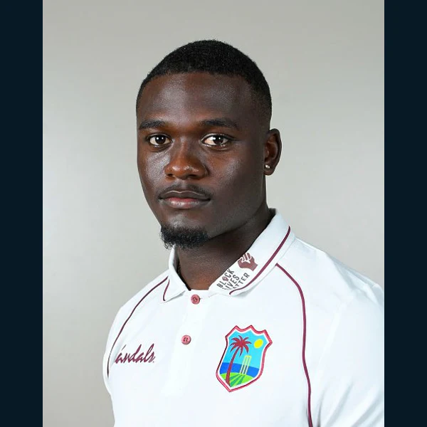 Jayden Seales portrait in Official West Indies Test shirt