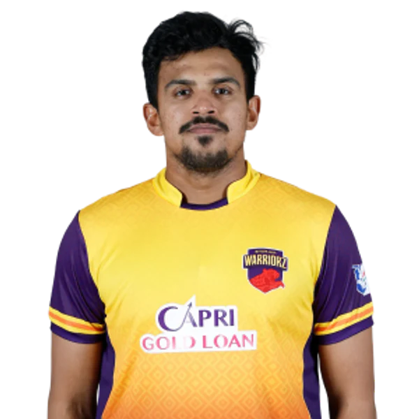 Maheesh Theekshana portrait in Official Sharjah Warriorz Season 4 squad shirt