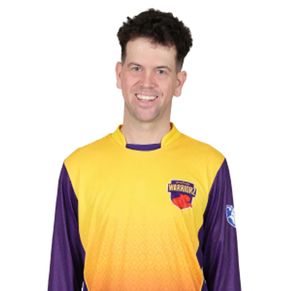 Nathan Sowter portrait in Official Sharjah Warriorz Season 4 squad shirt