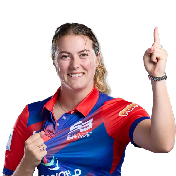 Ellie Anderson portrait in Official Southern Brave 2026 squad shirt