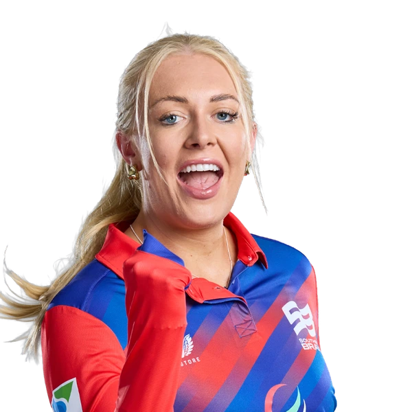 Sarah Glenn portrait in Official Southern Brave 2026 squad shirt