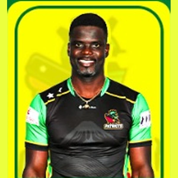 Andre Fletcher portrait in Official St Kitts and Nevis Patriots 2026 squad shirt