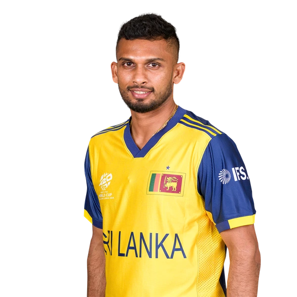 Dasun Shanaka portrait in Official Sri Lanka 2026 playing shirt