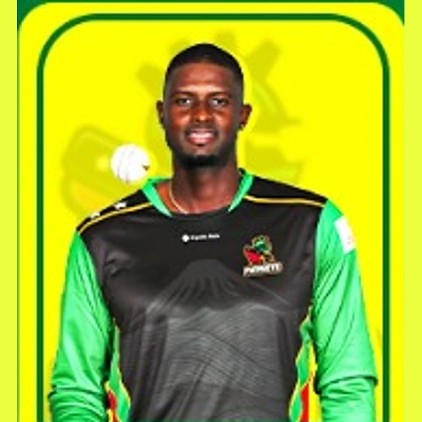Jason Holder portrait in Official St Kitts and Nevis Patriots 2026 squad shirt