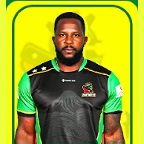 Kyle Mayers portrait in Official St Kitts and Nevis Patriots 2026 squad shirt
