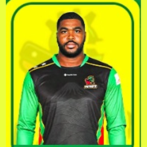 Obed McCoy portrait in Official St Kitts and Nevis Patriots 2026 squad shirt