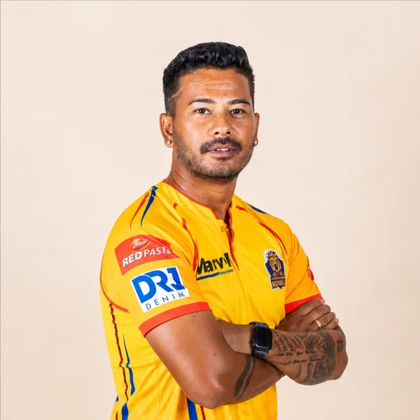 Abinash Bohara portrait in Official Sudur Paschim Royals Season 2 squad shirt