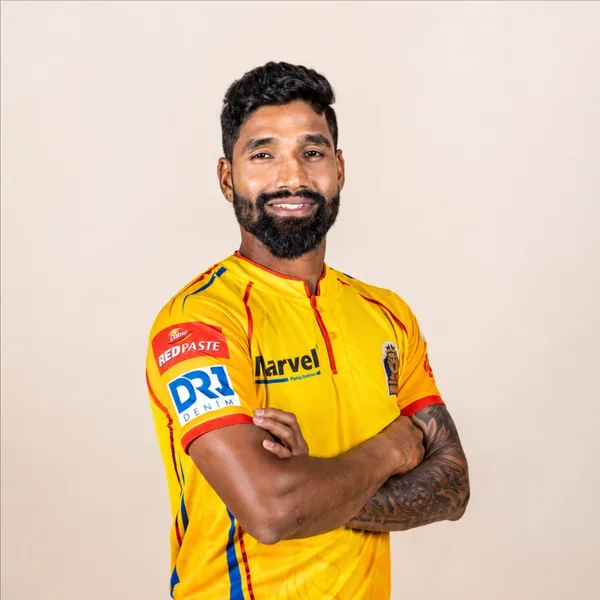 Dipendra Singh Airee portrait in Official Sudur Paschim Royals Season 2 squad shirt