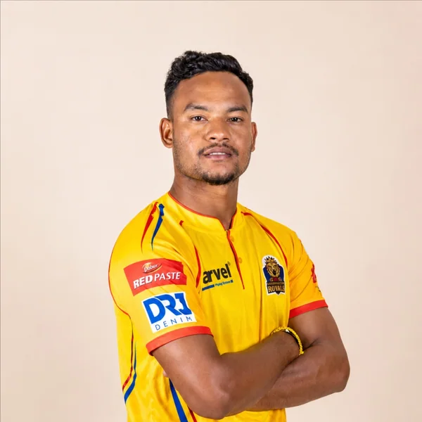 Hemant Dhami portrait in Official Sudur Paschim Royals Season 2 squad shirt