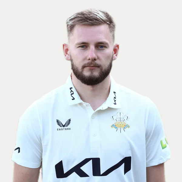 Gus Atkinson portrait in Official Surrey squad shirt