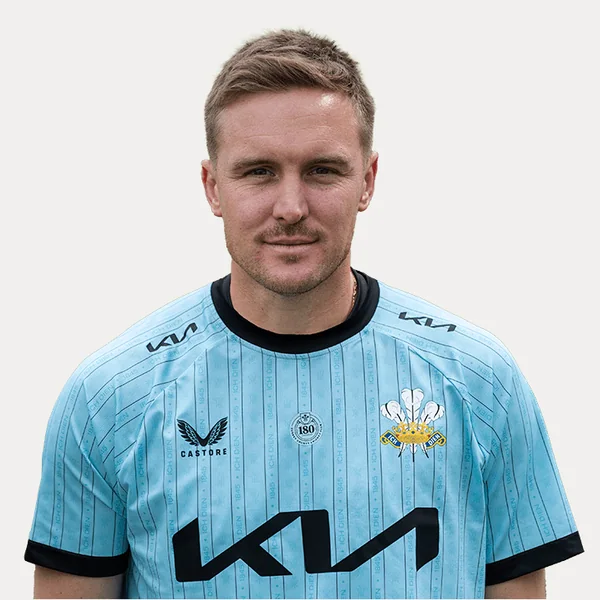 Jason Roy portrait in Official Surrey squad shirt