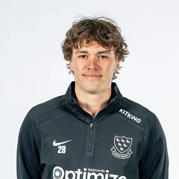 Charlie Tear portrait in Official Sussex player-directory shirt or playing portrait