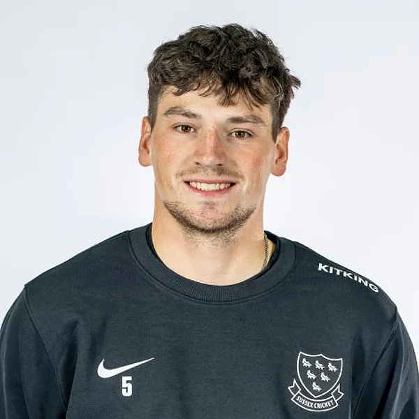 Henry Crocombe portrait in Official Sussex player-directory shirt or playing portrait