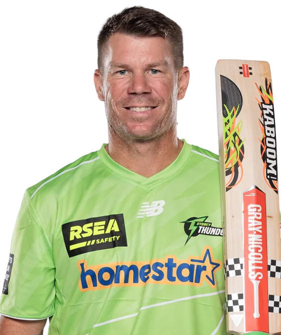 David Warner portrait in Official Sydney Thunder BBL squad shirt