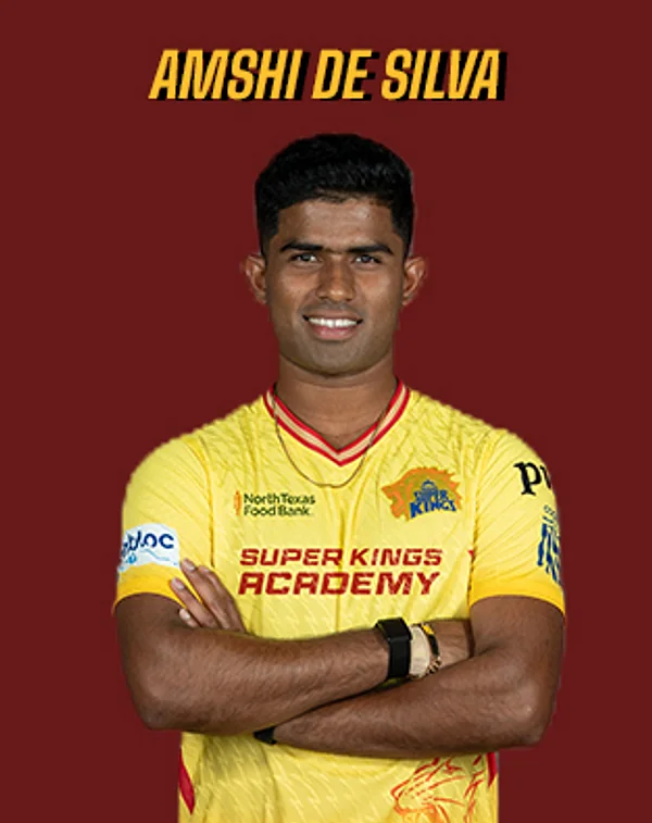 Amshi de Silva portrait in Official Texas Super Kings 2026 squad shirt