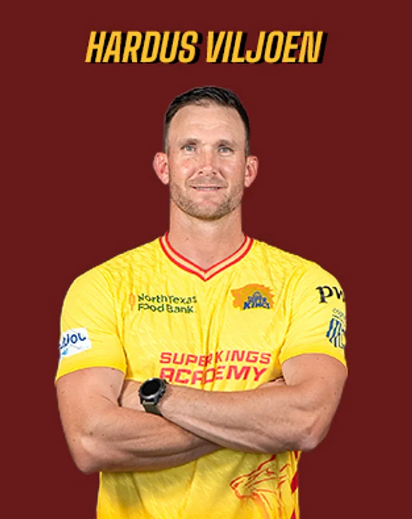 Hardus Viljoen portrait in Official Texas Super Kings 2026 squad shirt