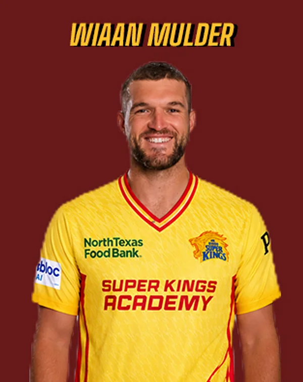 Wiaan Mulder portrait in Official Texas Super Kings 2026 squad shirt