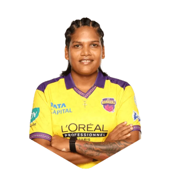 Asha Sobhana portrait in Official UP Warriorz 2026 squad shirt