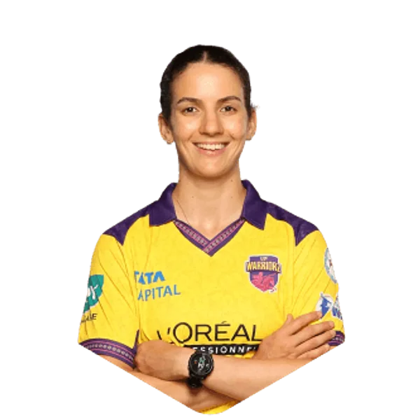 Charli Knott portrait in Official UP Warriorz 2026 squad shirt